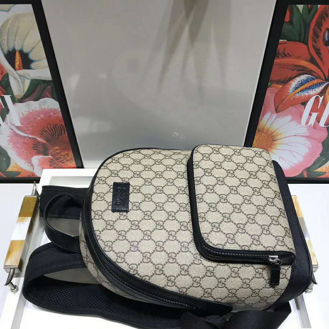 Gucci GG Unisex Eden Small Backpack Beige/Ebony GG Supreme Canvas