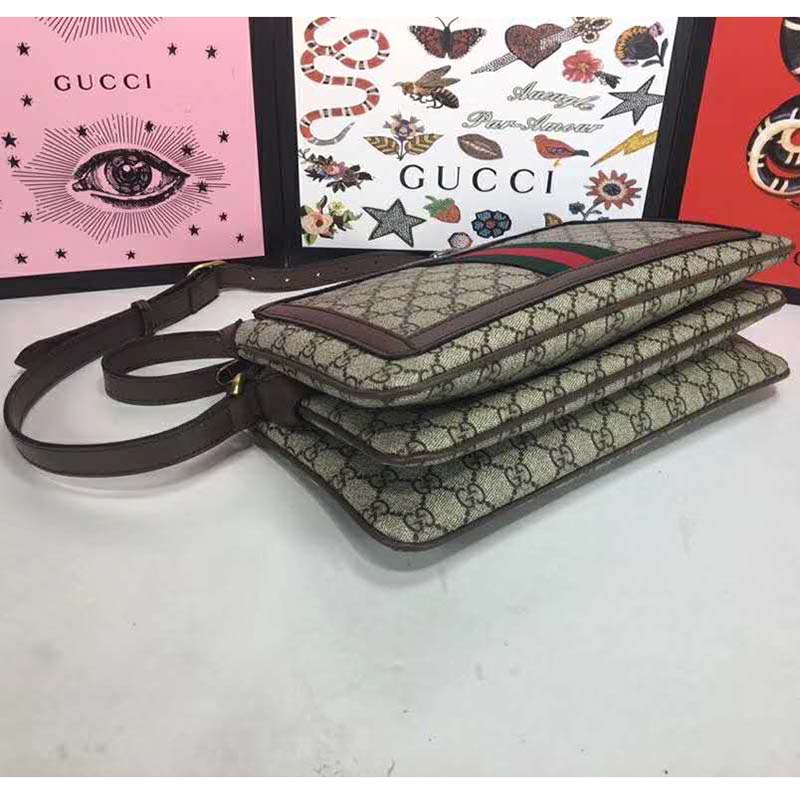 Gucci GG Unisex Ophidia GG Medium Shoulder Bag-Brown