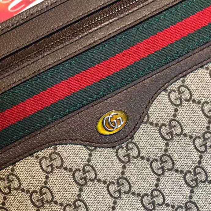 Gucci GG Unisex Ophidia GG Pouch Beige/Ebony GG Supreme Canvas