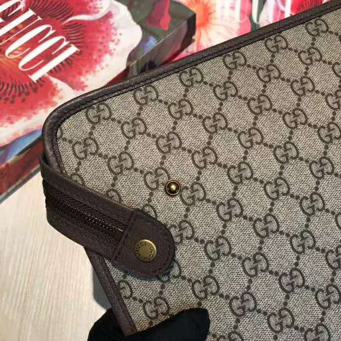 Gucci GG Unisex Ophidia GG Pouch Beige/Ebony GG Supreme Canvas