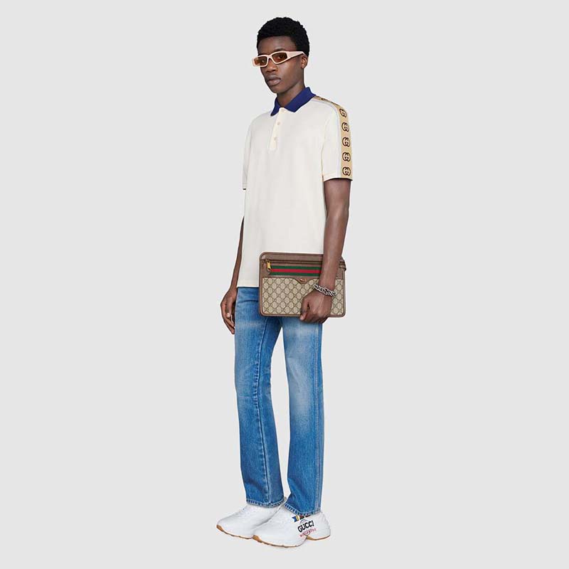 Gucci GG Unisex Ophidia GG Pouch Beige/Ebony GG Supreme Canvas