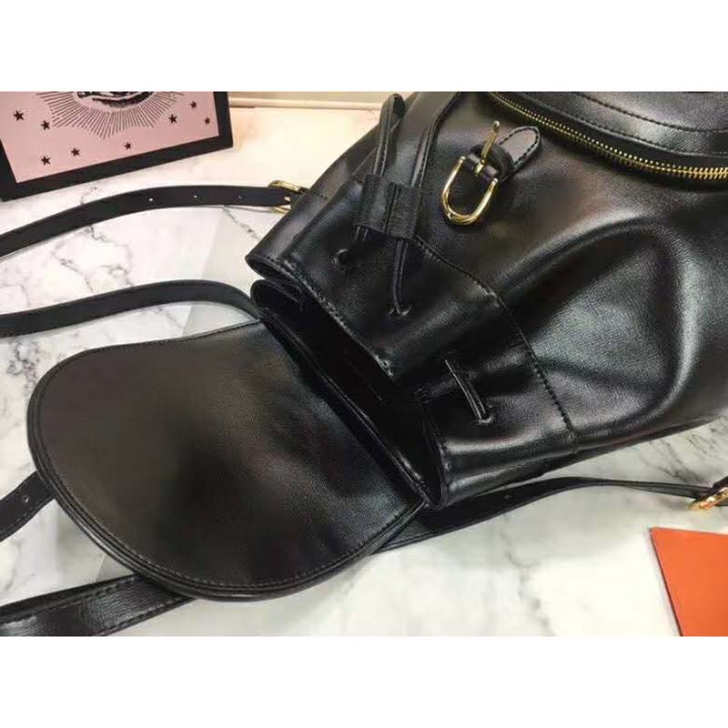 Gucci Women GG Gucci Horsebit 1955 Backpack in Black Leather