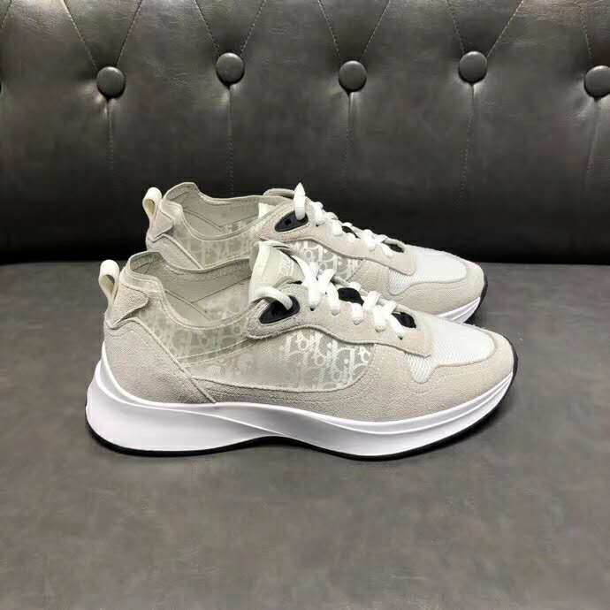 Dior Unisex B25 Runner Sneaker White Dior Oblique Canvas and Suede