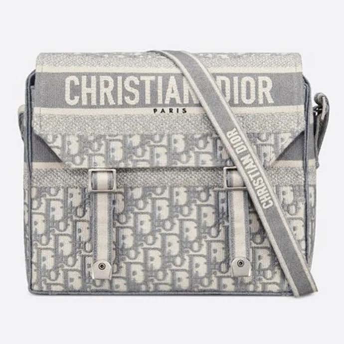 Dior Unisex Diorcamp Bag Oblique Embroidery Embroidered Canvas Messenger Bag