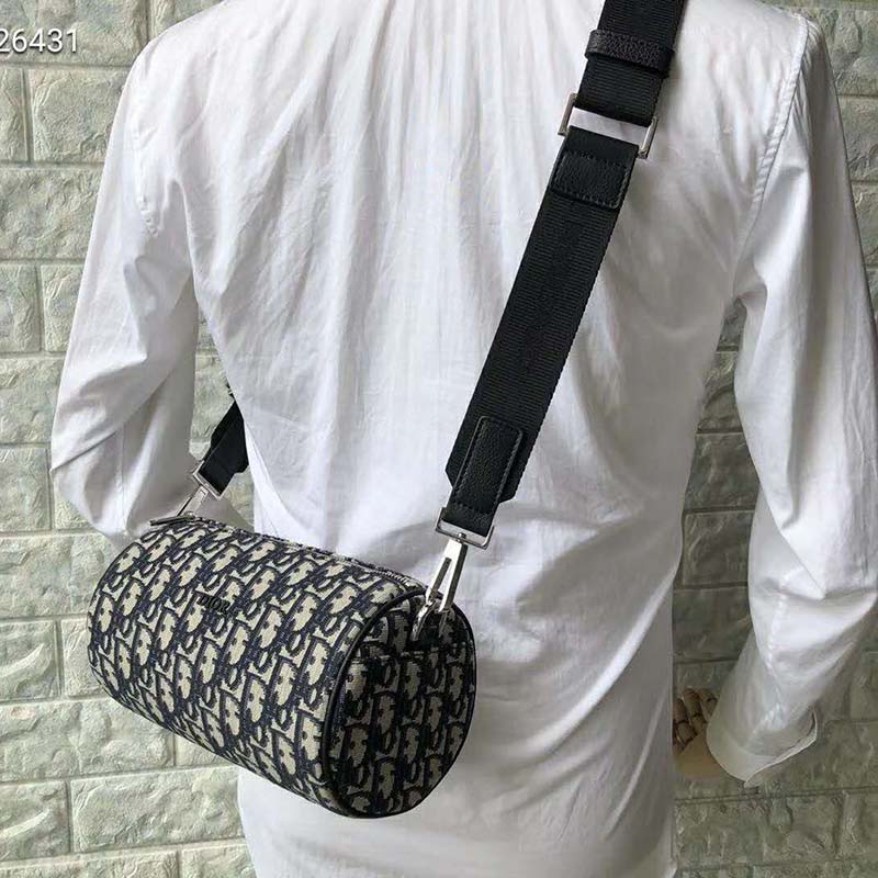 Dior Unisex Roller Messenger Bag Beige Black Dior Oblique Jacquard