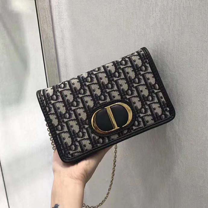 Dior Women 30 Montaigne 2-in-1 Pouch Blue Dior Oblique Jacquard