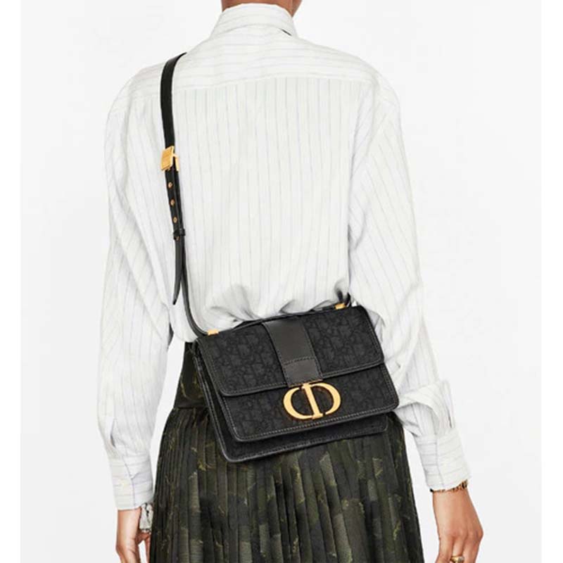 Dior Women 30 Montaigne Bag Black Dior Oblique Jacquard