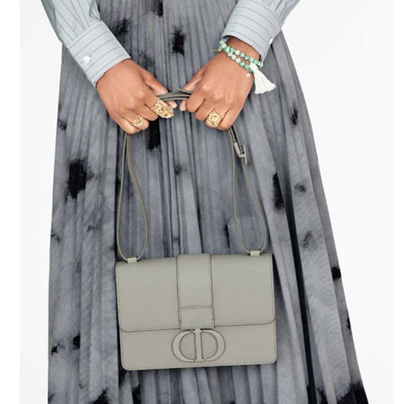 Dior Women 30 Montaigne Bag Ultramatte Grained Calfskin Flap Closure-Green