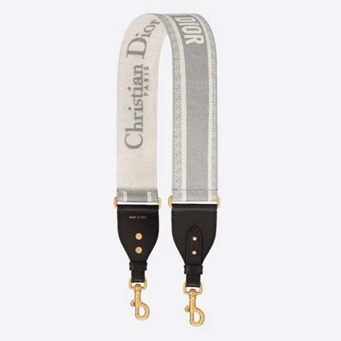 Dior Women Shoulder Strap ‘Christian Dior’ Multicolor Embroidery Black Calfskin