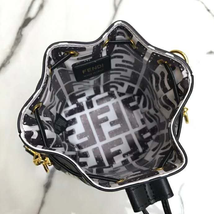 Fendi Women Mon Tresor Bucket Bag White Canvas Mini-Bag