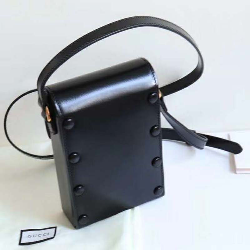 Gucci GG Unisex Gucci Horsebit 1955 Mini Bag Black Leather