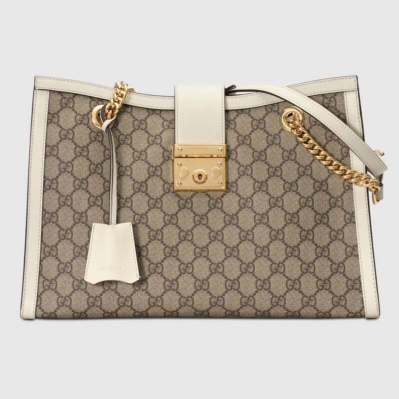 Gucci GG Women Padlock GG Medium Shoulder Bag in GG Supreme Canvas with Leather