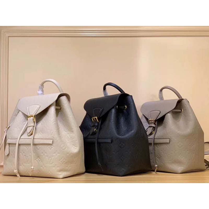 Louis Vuitton LV Unisex Montsouris Backpack Monogram Empreinte Embossed White Leather