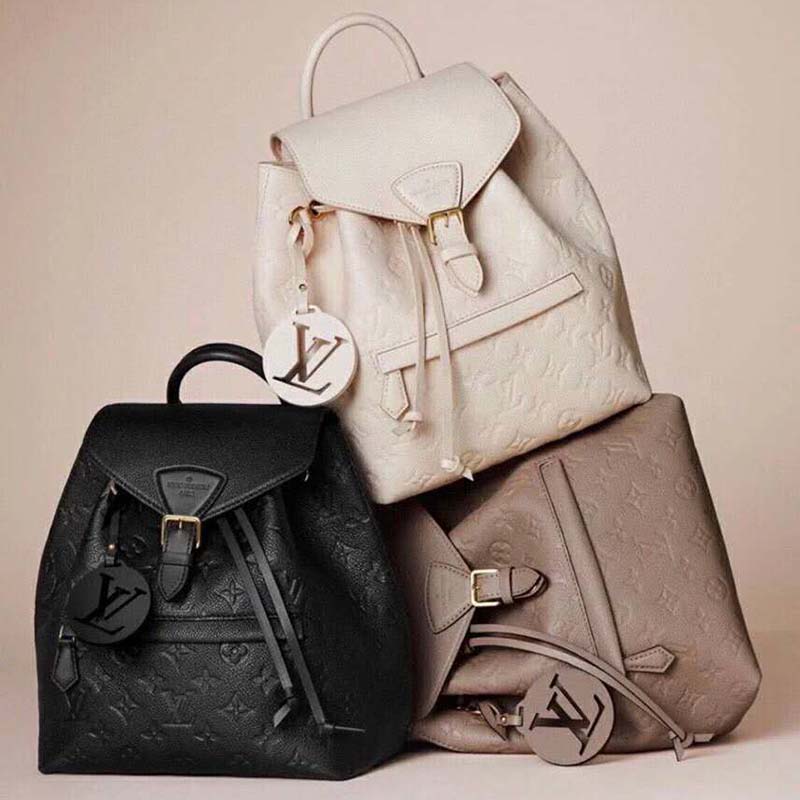 Louis Vuitton LV Unisex Montsouris Backpack Monogram Empreinte Embossed White Leather