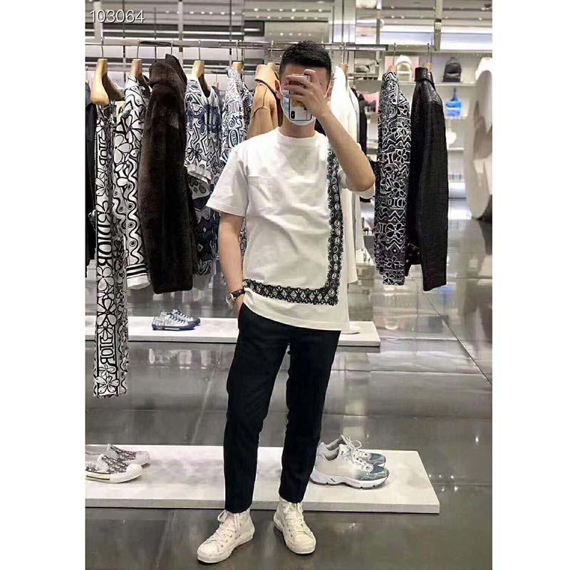 Dior Men Dior And Shawn Oversized T-Shirt White Cotton Jersey