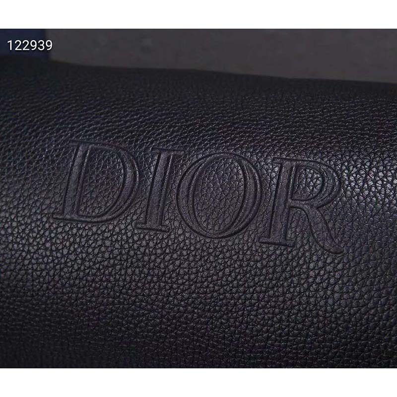 Dior Unisex Roller Messenger Bag Black Grained Calfskin “Dior” Signature