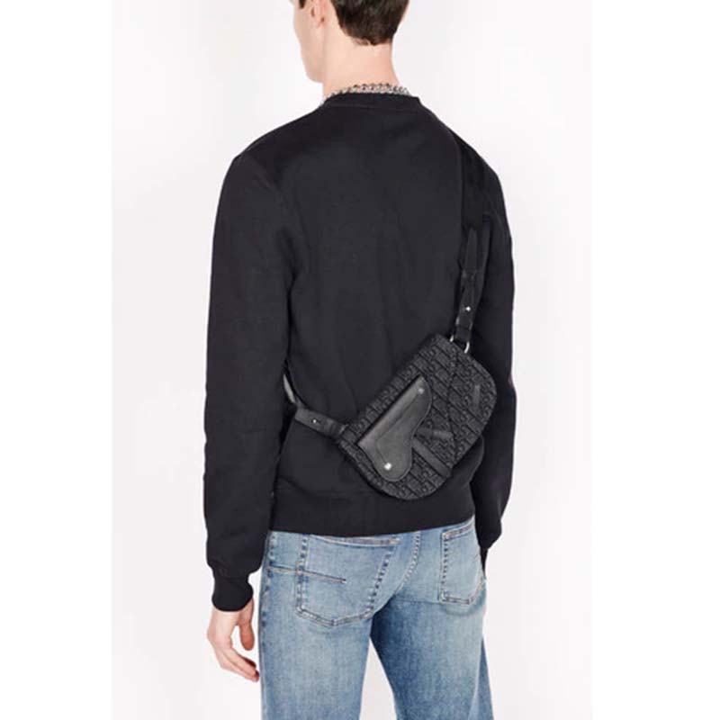 Dior Unisex Saddle Pouch Gray Dior Oblique Jacquard ‘Christian Dior’