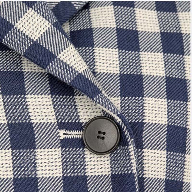 Dior Women Double-Breasted Button Jacket Blue White Check Wool Twill