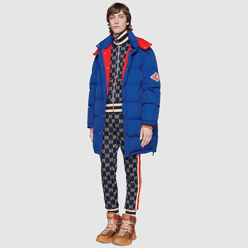 Gucci Men GG Jacquard Cotton Jacket Blue Ivory GG Jacquard Jersey