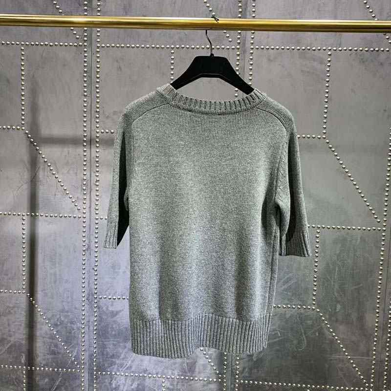 Gucci Women Cashmere Top with Horsebit Crewneck Gold-Toned Metal