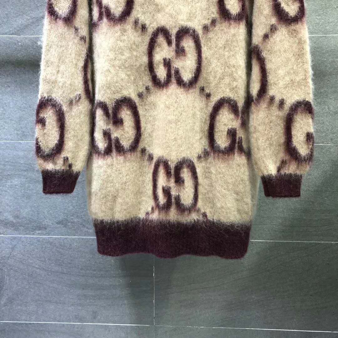 Gucci Men Reversible GG Mohair Wool Cardigan Brushed GG Jacquard Blend