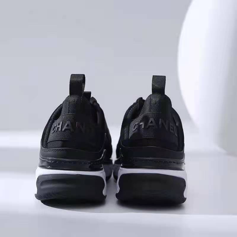 Chanel Women Sneakers in Velvet Calfskin & Mixed Fibers 1 cm Heel-Black