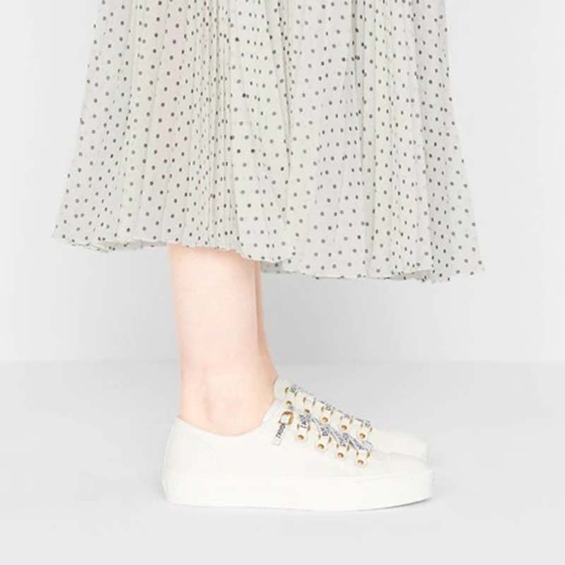 Dior Women Walk’n’Dior Sneaker White Canvas Christian Dior ‘J’Adior’ Signature