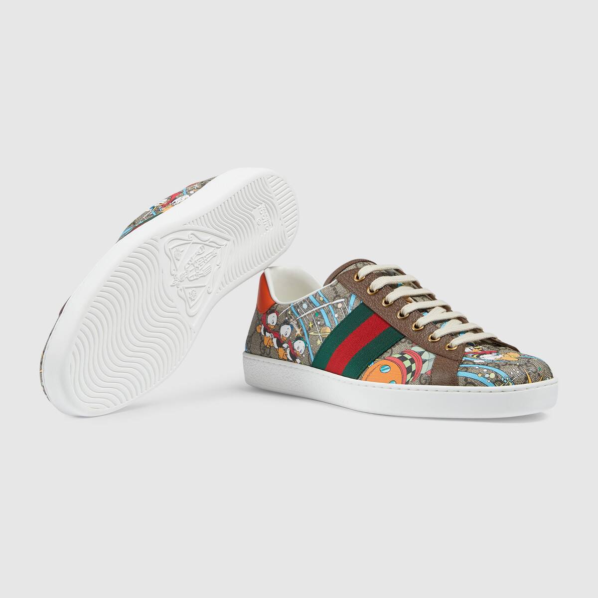 Gucci GG Unisex Disney x Gucci Donald Duck Ace Sneaker Beige GG Supreme Canvas
