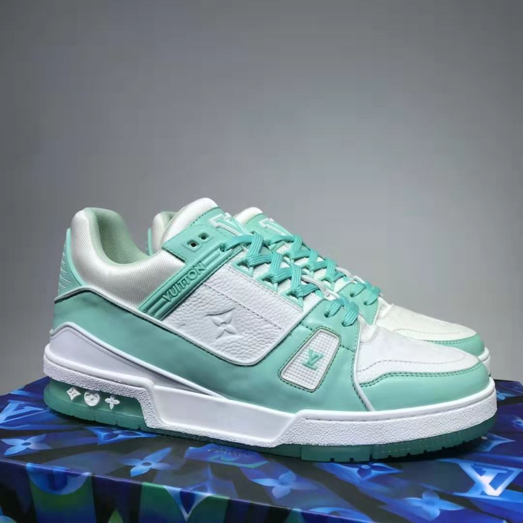 Louis Vuitton LV Men LV Trainer Sneaker Monogram-Embossed Calf Leather-Green