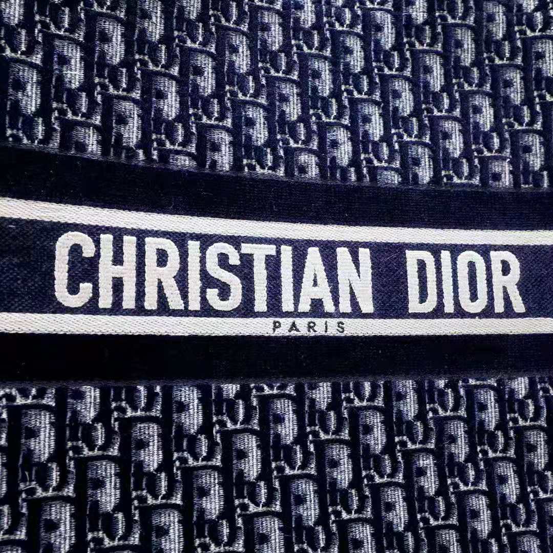 Dior Women Dior Book Tote Blue Dior Oblique Embroidery