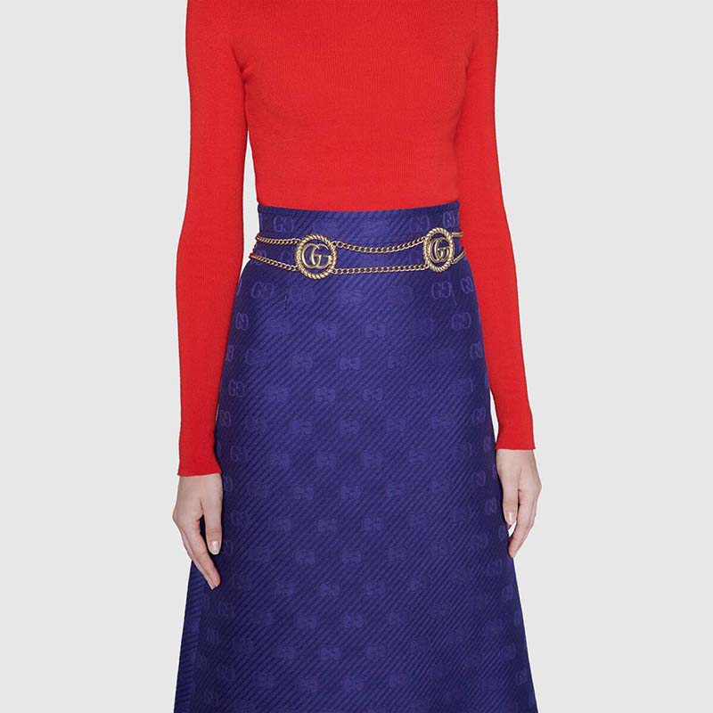 Gucci GG Women Chain Belt with Torchon Double G 1.5 cm Width
