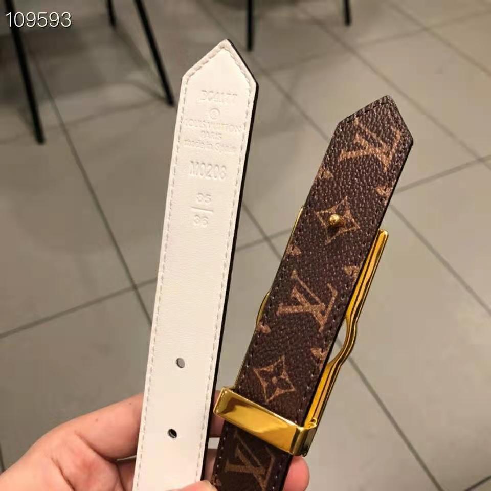 Louis Vuitton Unisex Dauphine 25mm Reversible Belt Monogram Canvas Calf-White