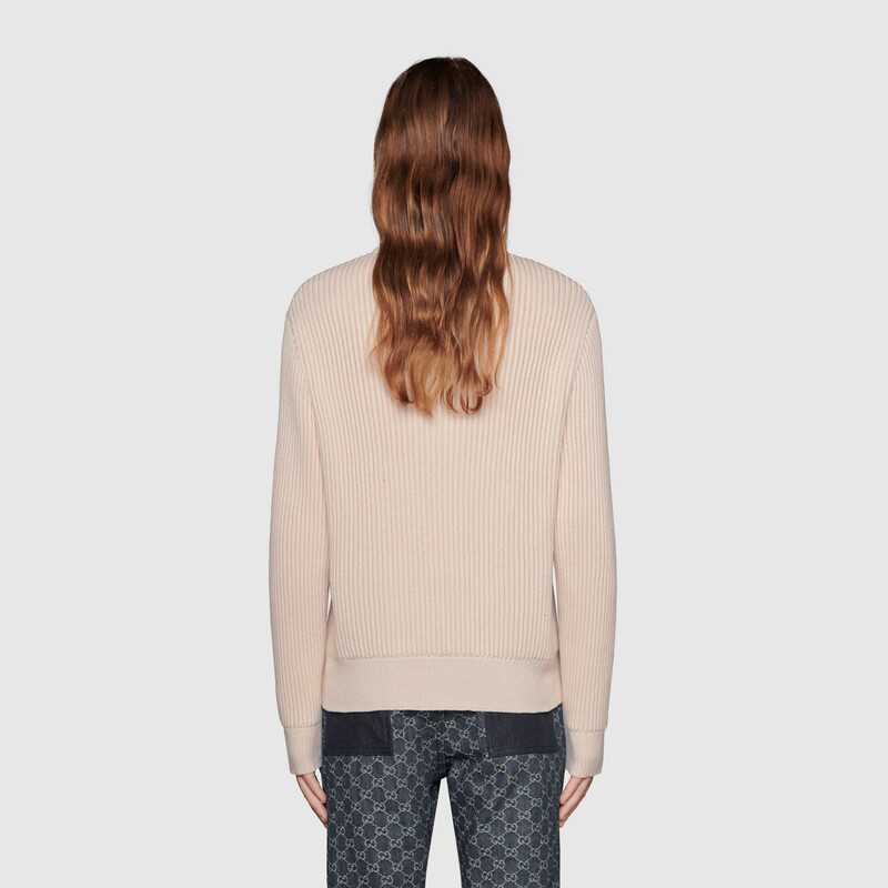 Gucci Men Disney x Gucci Donald Duck Cotton Wool Sweater Crewneck-White