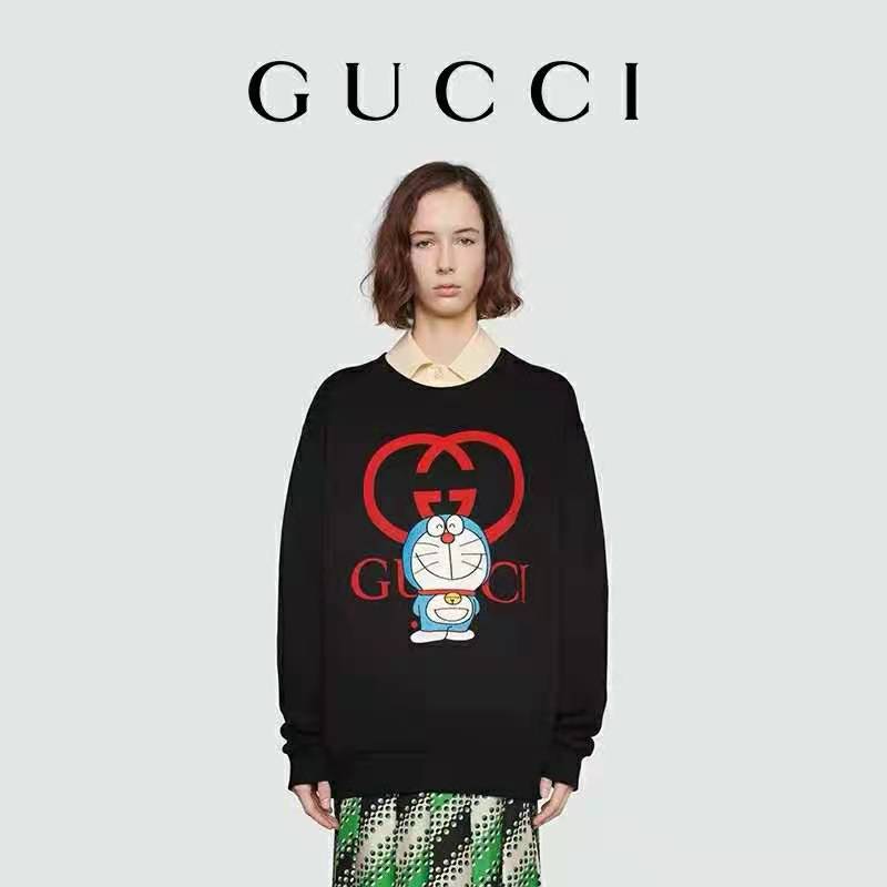 Gucci Women Doraemon x Gucci Cotton Sweatshirt Crewneck Oversized Fit-Black