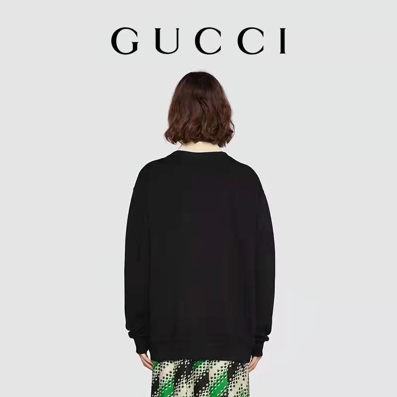 Gucci Women Doraemon x Gucci Cotton Sweatshirt Crewneck Oversized Fit-Black