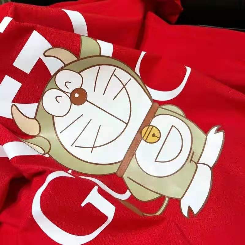 Gucci Men Doraemon x Gucci Oversize T-Shirt Crewneck Red Cotton Jersey