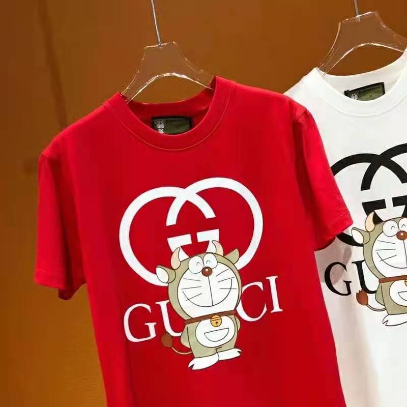 Gucci Men Doraemon x Gucci Oversize T-Shirt Crewneck Red Cotton Jersey