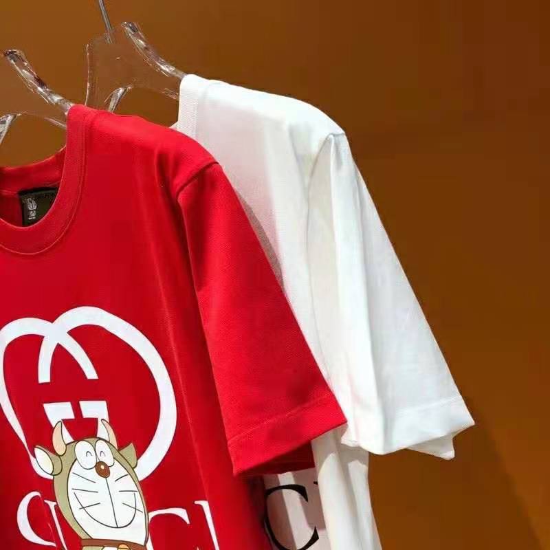 Gucci Men Doraemon x Gucci Oversize T-Shirt Crewneck Red Cotton Jersey