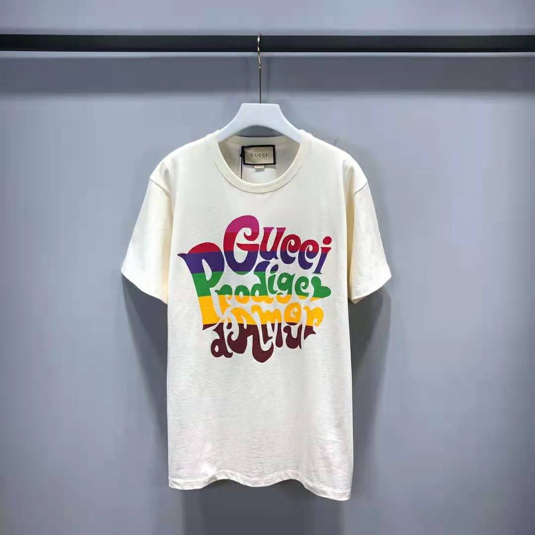 Gucci Women Gucci Prodige D’Amour Print T-Shirt Cotton Crewneck Oversize Fit