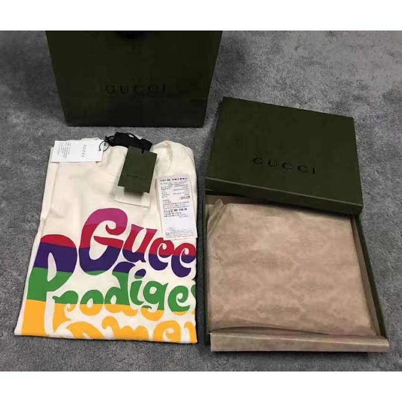 Gucci Women Gucci Prodige D’Amour Print T-Shirt Cotton Crewneck Oversize Fit