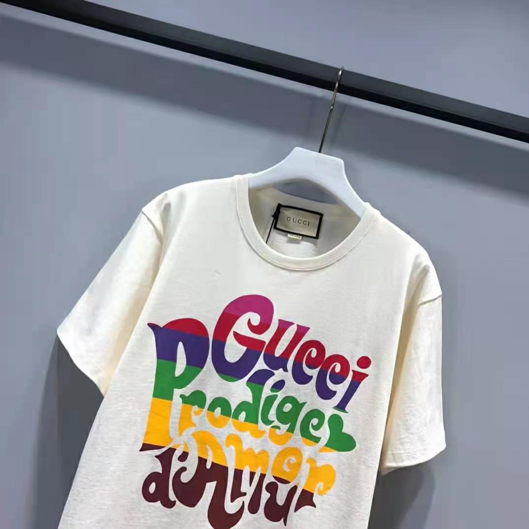 Gucci Women Gucci Prodige D’Amour Print T-Shirt Cotton Crewneck Oversize Fit