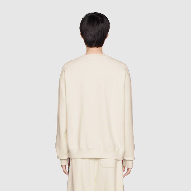 Gucci Men The North Face x Gucci Cotton Sweatshirt Crewneck Long Sleeves-White