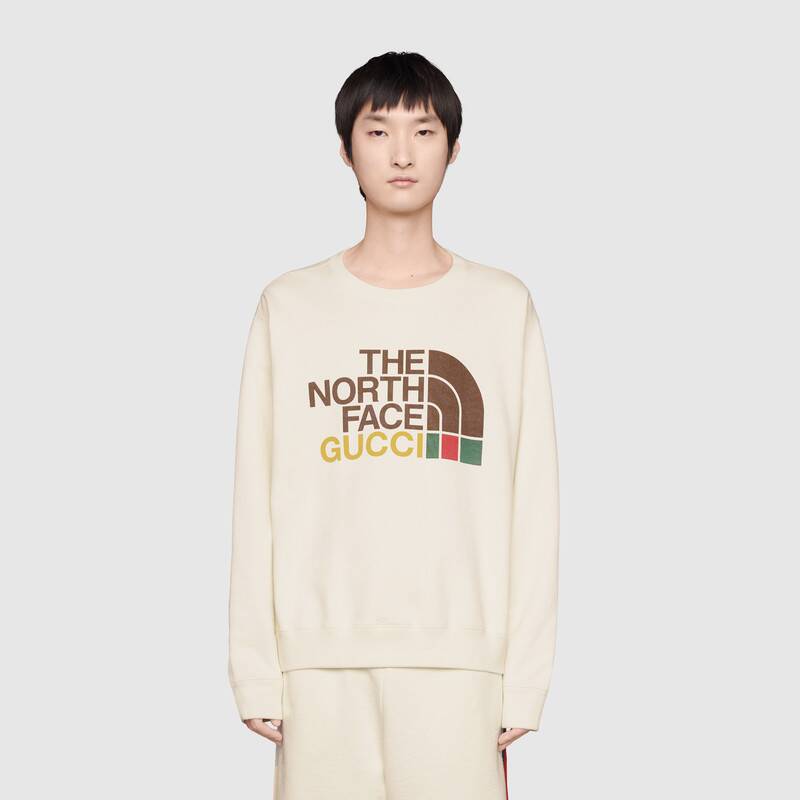 Gucci Men The North Face x Gucci Cotton Sweatshirt Crewneck Long Sleeves-White