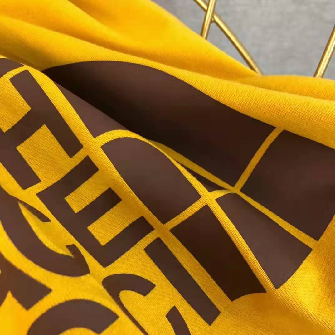 Gucci Men The North Face x Gucci Oversize T-Shirt Cotton Jersey Crewneck-Yellow