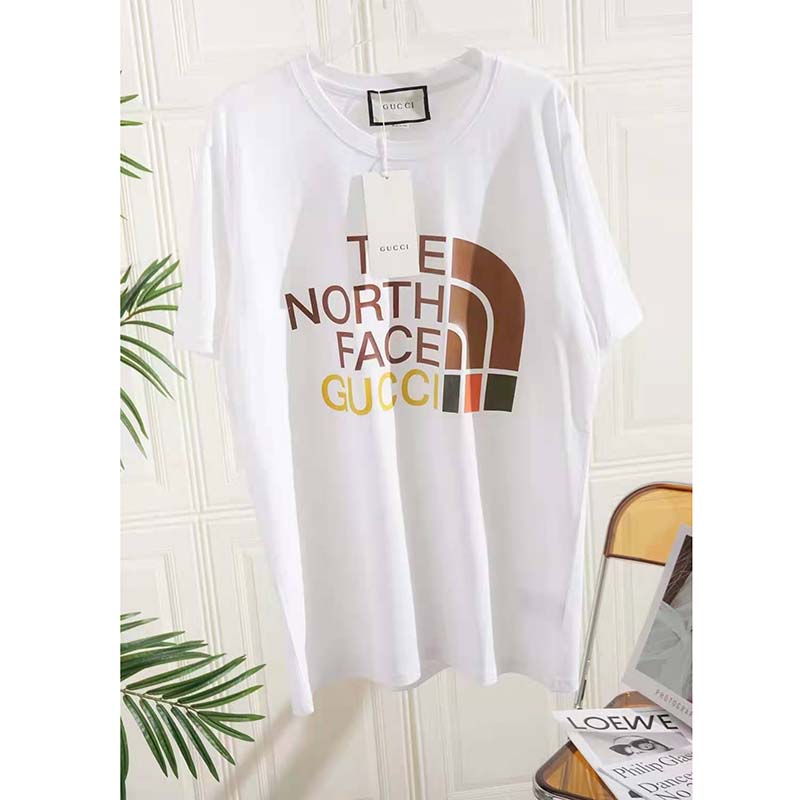 Gucci Women The North Face x Gucci Print Cotton T-Shirt Jersey Crewneck Short Sleeves