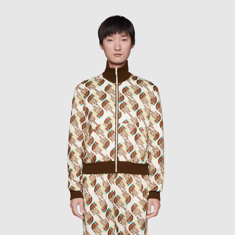 Gucci Men The North Face x Gucci Web Print Technical Jersey Jacket Polyester Cotton