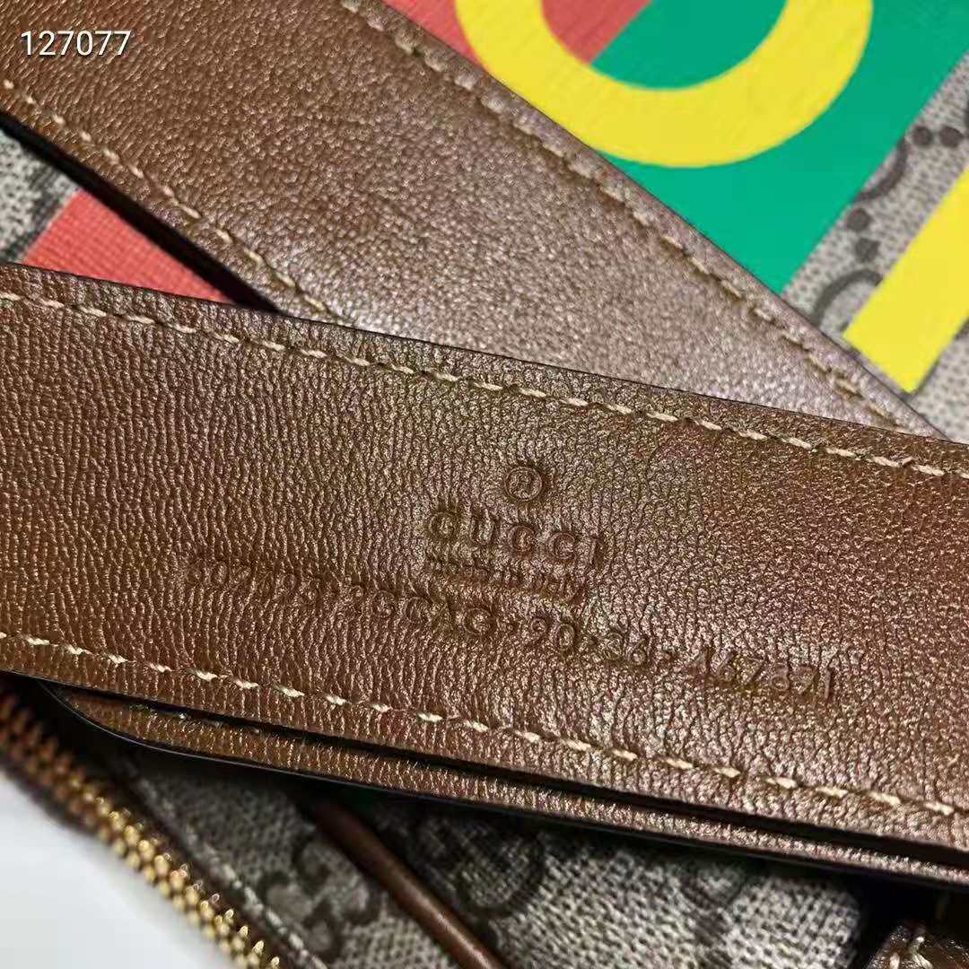 Gucci Unisex ‘Fake/Not’ Print Belt Bag Beige and Ebony GG Supreme Canvas