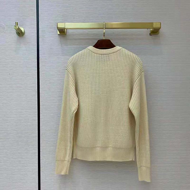 Gucci Men Disney x Gucci Donald Duck Cotton Wool Sweater Crewneck-White