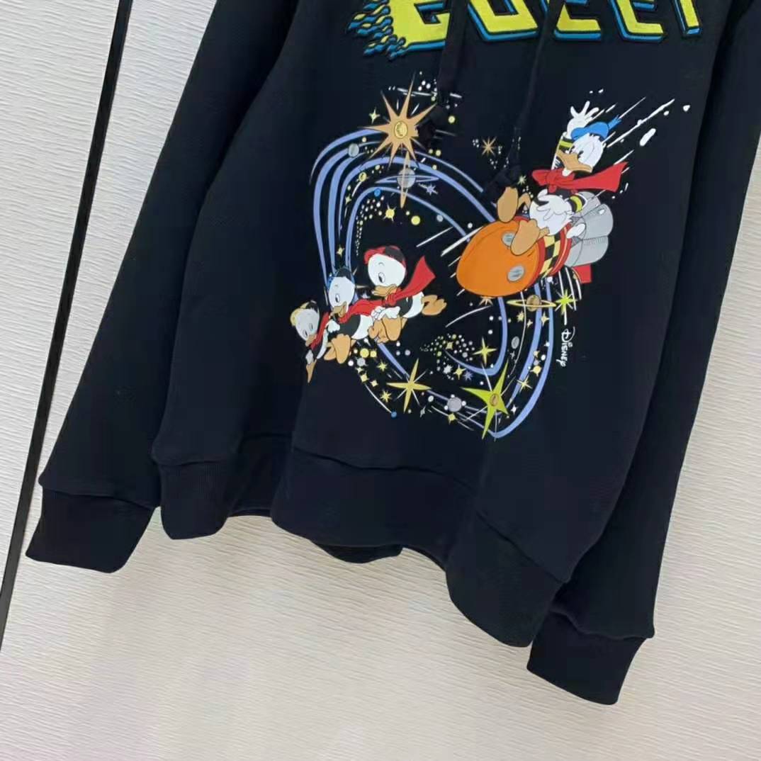 Gucci Men Disney x Gucci Donald Duck Hooded Sweatshirt Fixed Hood Oversize Fit Cotton