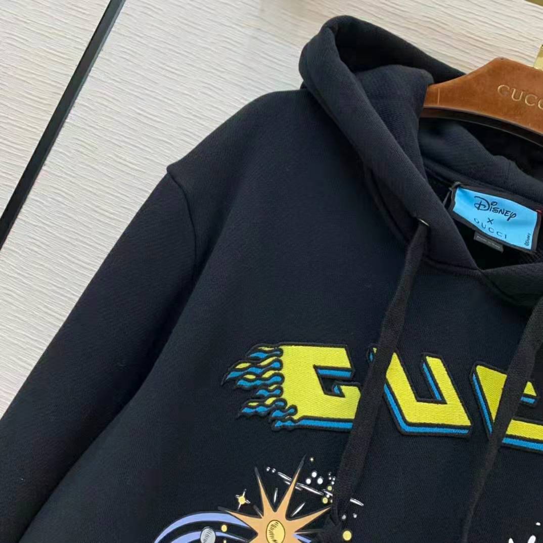 Gucci Men Disney x Gucci Donald Duck Hooded Sweatshirt Fixed Hood Oversize Fit Cotton